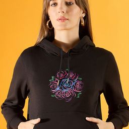 98 Degree North Women Floral Embroidered Hood Fleece Pullover Sweatshirt-image-92