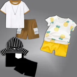 BAESD Kids Pack Of 3 Round Neck T-shirt With Shorts-41