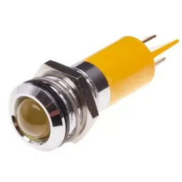 RS PRO Yellow Panel Mount Indicator 110V AC, Mounting Hole Size 14 mm, Termination Type Solder Tab, IP Rating IP67, Model No 204489-0
