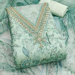 SAINOOR Floral Printed Beads And Stons Organza Semi-Stitched Dress Material-image-85