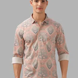 BULLMER Men Spread Collar Floral Printed Cotton Casual Shirt-picture-9
