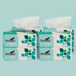 Imvelo 2 Ply Facial Tissues Box Car Pack Pack of 8 Each Pack 80 Pulls Ultra Soft OBA Free-image-79