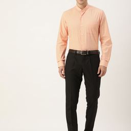 Peter England Slim Fit Self Design Checked Formal Shirt-image-41