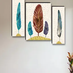 Myntra Elegant Homes Cream-Coloured & Blue 3 Pieces Wings Wall Arts-image-17