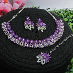 VATSALYA creation Rhodium-Plated Artificial Stones Alloy Jewellery Set-image-46