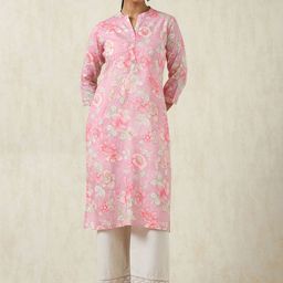 Soch Floral Printed Mandarin Collar Straight Pure Cotton Kurta-52