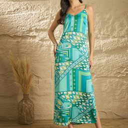 ZUMMER Printed Satin A-Line Midi Dress-image-83