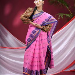 TANTLOOM Woven Design Ethnic Motifs Pure Cotton Saree-image-55