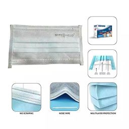 Safeshield Inner Ear Loop 3 Ply Face Mask with Bacteria Filter SDFM3PBFIEL Pack of 50 Pcs image 2