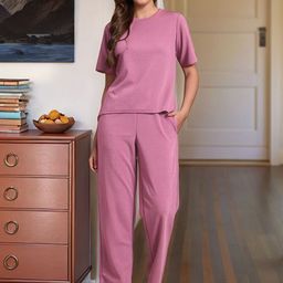 DressBerry Round Neck T-Shirt & Trousers Co-Ord Set-image-85