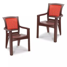Maharaja Singham 104 Plastic Chair Brown & Red (Set of 2)-image-78