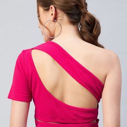 RARE Pink One Shoulder Crop Top-image-34