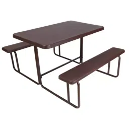 SUPREME Canteen Plastic Rectangle Folding Table Set Brown-6