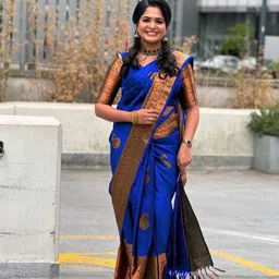 VILLE FASHION Ethnic Motifs Woven Design Zari Kanjeevaram Saree-picture-29