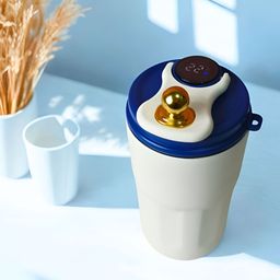 THE HOME CO. White & Blue Solid Stainless Steel Matte Mugs Set of Cups and Mugs-55