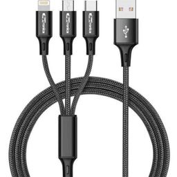 Portronics Konnect 3 in 1 Multifunctional Fast Charging Cable - Black-10