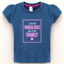 Pink Rabbit Short Cap Sleeves Top Text Print - Dark Blue-picture-47