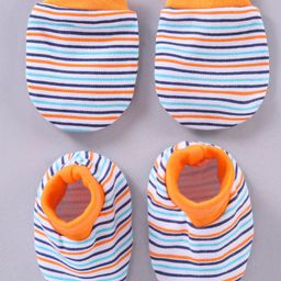Babyhug 100% Cotton Striped Mittens & Booties - Multicolor-image-26