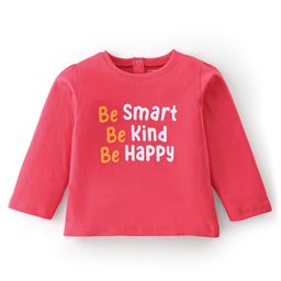 Babyhug 100% Cotton Full Sleeves T-shirt With Text Graphics - Red-image-9