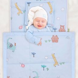R for Rabbit Snuggy Cozy Portable Baby Sleeping Bedding Made in India with 100% Cotton Toddler Bedding Set for New Born-Sky Blue-61