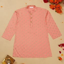 Saka Designs By Sapna Floral Foil Printed Kurta - Peach-image-25