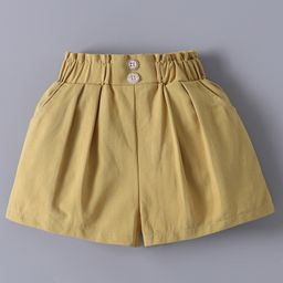 Mark & Mia Solid Cotton Shorts With Button Applique - Khaki-image-56