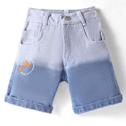 Little Kangaroos Washed Anti Bacterial Denim Shorts Text Print - Light Blue-image-98