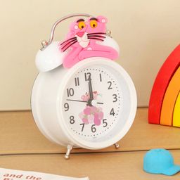 The Procure Store Pink Panther Design Twin Bell Alarm Clock- White-22