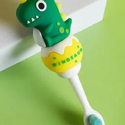 Comercio Cute Dino Design Cute and Soft Tooth Brush - Pink & Green-picture-3