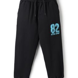 Taeko Looper Knit Full Length Track Pant With Text Print - Black-image-43
