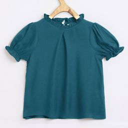 Chuppan Chupai Rayon Half Puffed Sleeves Solid Top - Firozi Blue-image-42