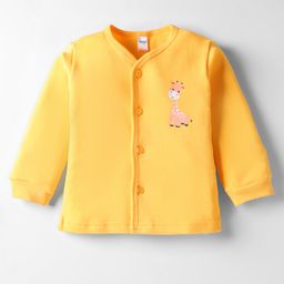 Tango Fleece Knit Full Sleeves Front Open Jhabla with Giraffe Print - Light Golden Yellow-picture-21
