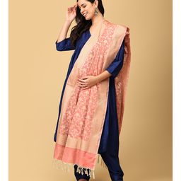 The Mom Store Silk Three Fourth Sleeves Solid Maternity Kurta With Nursing Access & Salwar With Foil Printed Dupatta Set - Multi Color image 4