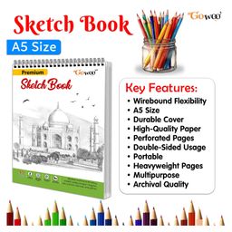 GO WOO A5 Premium Sketch Book : Set of 7 Sketch book For Artists - 36 Sheets (5.8 x 8.3 Inch), Top Spiral-Bound, Drawing, Painting And Sketching book image 5