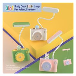 YAMAMA Rechargeable Desk Table Lamp 3 In 1 Study Desk LED Lamp With Eraser Sharpener And Pen Holder Electric Table Lamp Adjustable Study Desk Lamp For Study Room Home Office - (Pack of 1 - Design And Color May Vary) image 5