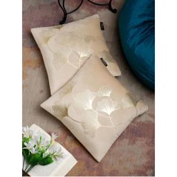 HOSTA HOMES Cream Set of 2 Floral Velvet Square Cushion Covers 16x16 inches-picture-37