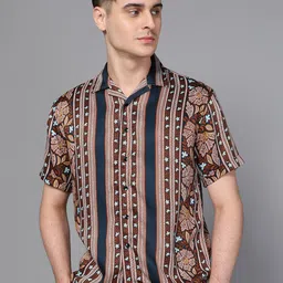 DON VINO Men Cuban Collar Abstract Printed Slim Fit Casual Shirt-image-47