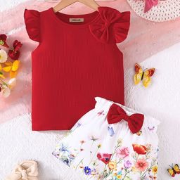 INCLUD Girls Round Neck Top With Shorts-image-87