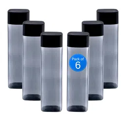 Aura Black 6 Piece Plastic Solid Water Bottle-1000ML-image-12