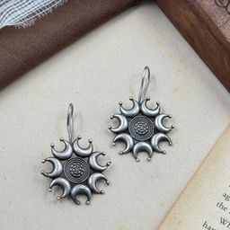 Naman Arts Oxidised Silver Plated Contemporary Shaped Drop Earrings-30