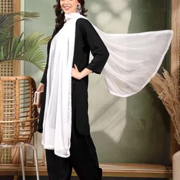 Clora Creation Lace Work Chiffon Dupatta image 2