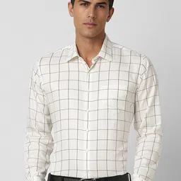 Van Heusen Men Spread Collar Grid Tattersall Checked Cotton Slim Fit Formal Shirt-image-71