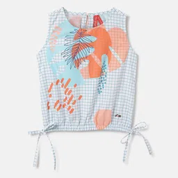 Blue Giraffe Checked Cotton Top-image-21