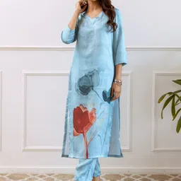 Anouk Floral Printed Regular Straight Kurta with Trousers-27