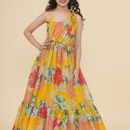 Bitiya by Bhama Floral Print Off-Shoulder Jacquard Fit & Flare Maxi Dress-image-99