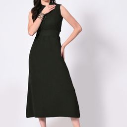 BAESD Women Mock Neck Fit & Flare Midi Dress-image-89