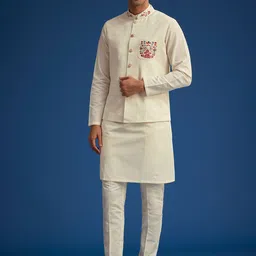KALKI Fashion Men Embroidered Regular Kurta with Trousers-24