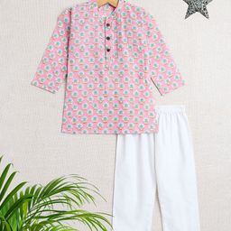 The Magic Wand Boys Floral Printed Regular Kurta with Pyjamas-3