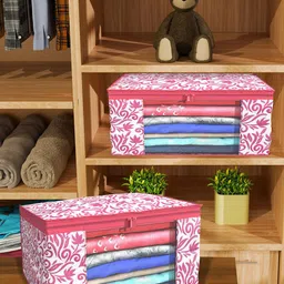 Kuber Industries Pink & Red 24 Pieces Printed Foldable Multi Utility Organisers image 1