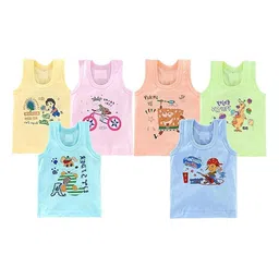 NEW TRINATH HOSIERY Kids Pack Of 6 Printed Pure Cotton Tank Innerwear Vests-image-99